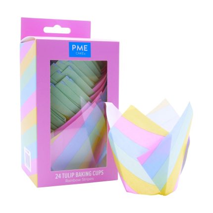 PME форми за мъфини тип „лалe“ – райета в дъгови цветове (24 бр.)