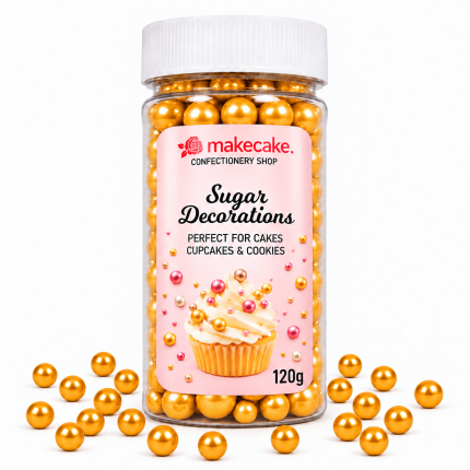 Make Cake захарни перли златни 10 mm 120g
