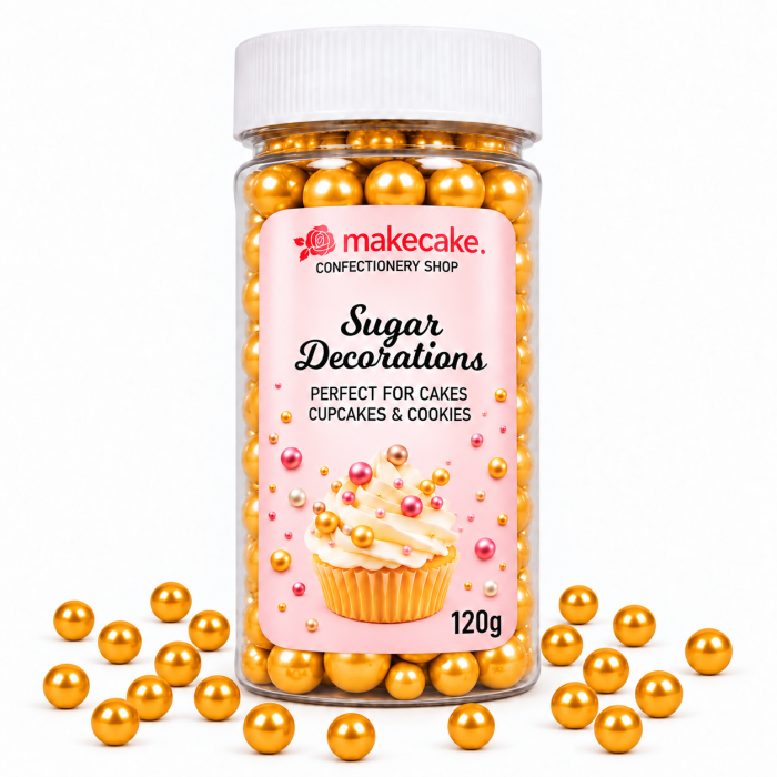 Make Cake захарни перли златни 10 mm 120g
