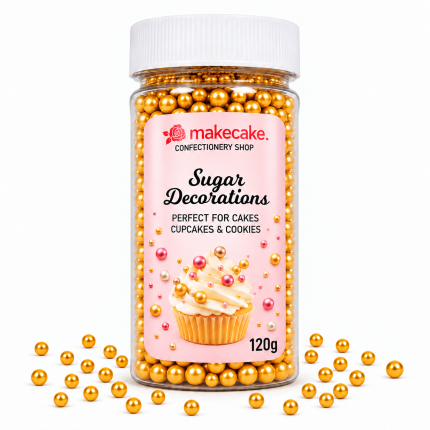 Make Cake захарни перли златни 6 mm 120g