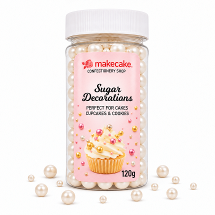 Make Cake захарни перли бели 10 mm 120 g