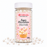 Make Cake захарни перли бели микс 120g